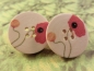 Preview: Mohn Blumen Holzknopf Ohrstecker Natur Button